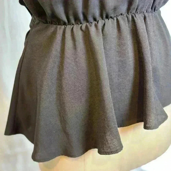 NWT! Zara Black V Neck Blouse with Belt (Size XS) - Picture 6 of 9